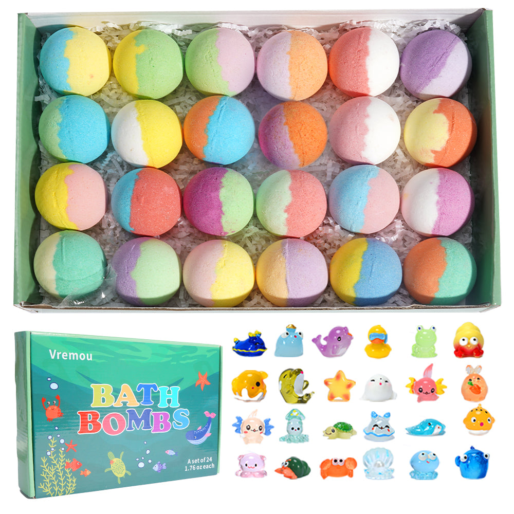 Kids Bath Bombs with Surprise Inside Toys – 24 Pack Gift Set