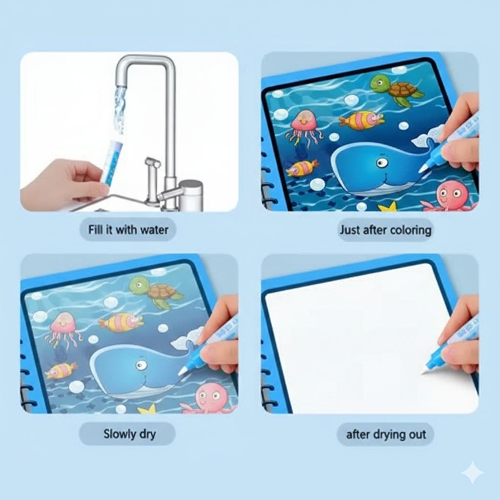 Reusable Magic Water Drawing Book for Kids