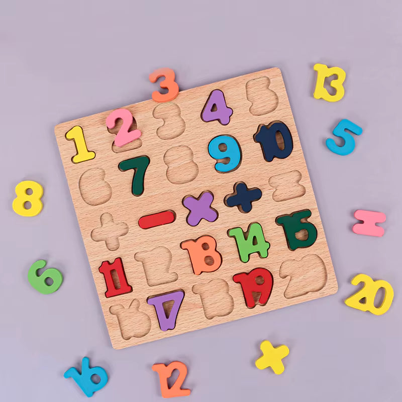Montessori Wooden Alphabet & Number Puzzle for Kids