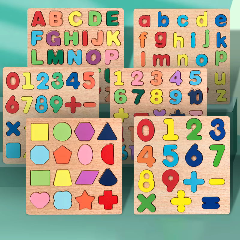 Montessori Wooden Alphabet & Number Puzzle for Kids
